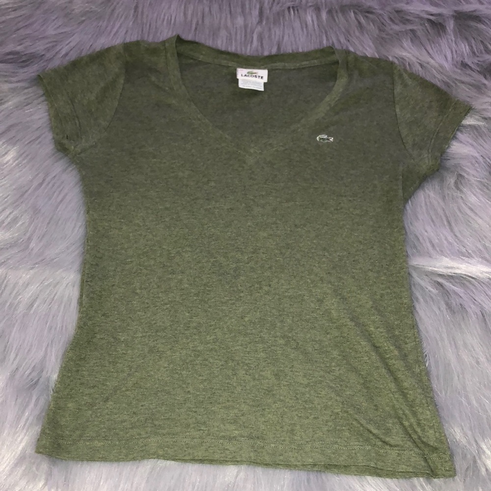 Lacoste Hunter Green V-neck short sleeve top